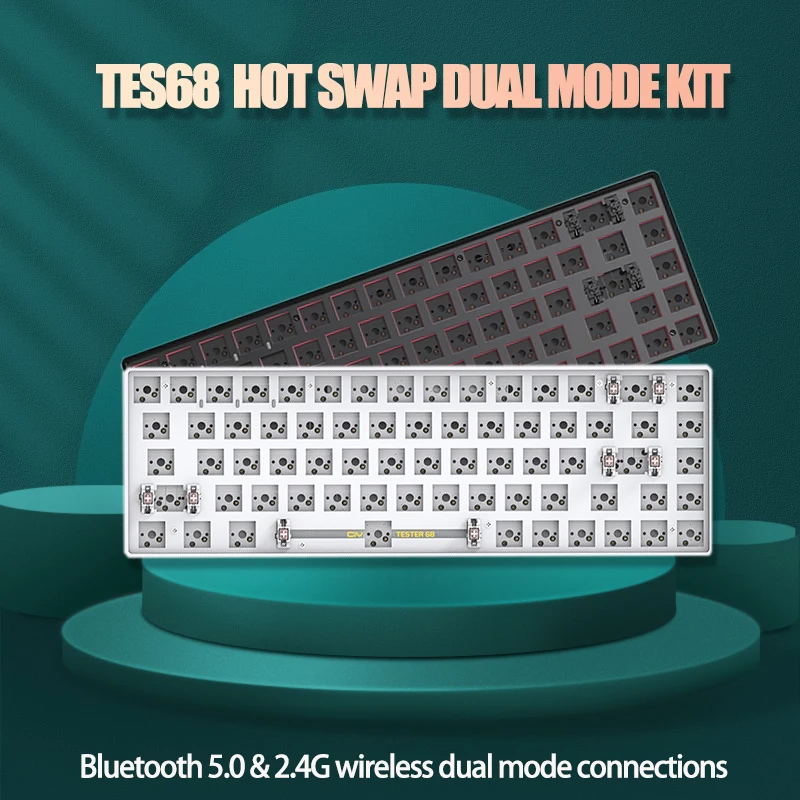 

TES68 Customized Mechanical Keyboard Kit Dual Mode Hot-swappable Shaft Base Axis 2.4G Wireless Bluetooth 5.0 Wireless Keyboard