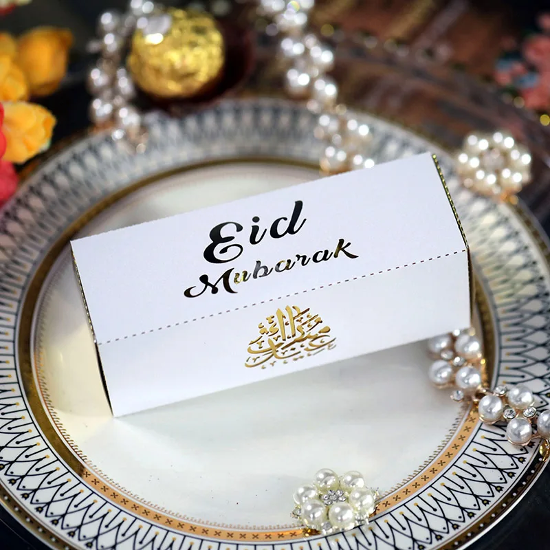 

10pcs Eid Mubarak Chocolate Candy Box Ramadan Kareem Favor DIY Box Islamic Muslim Festival Happy Al-Fitr Eid Party Decoration
