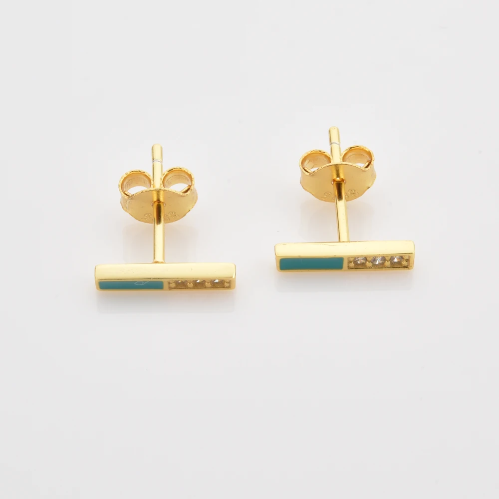 

Bohemia Piercing Simple Zircon Bar Unique Studs Earrings for Women Fashion Jewelry Pendientes Ins Same Aretes Party Gifts Gold