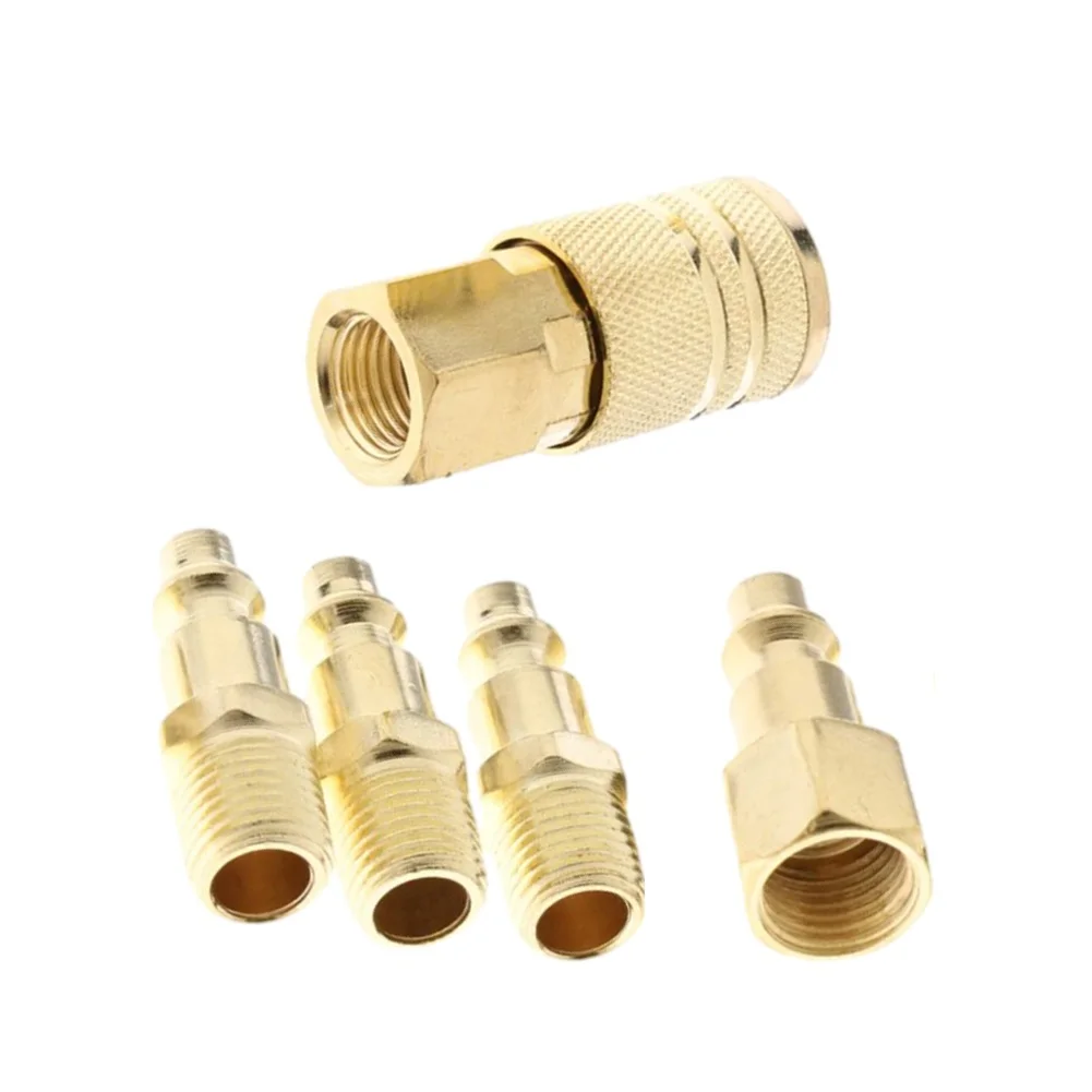 

5pcs Quick Coupler Set 1/4" NPT Female Thread Connector Air Hose Line End Plug Socket Connector Hose For Compressor 1/4 Inch