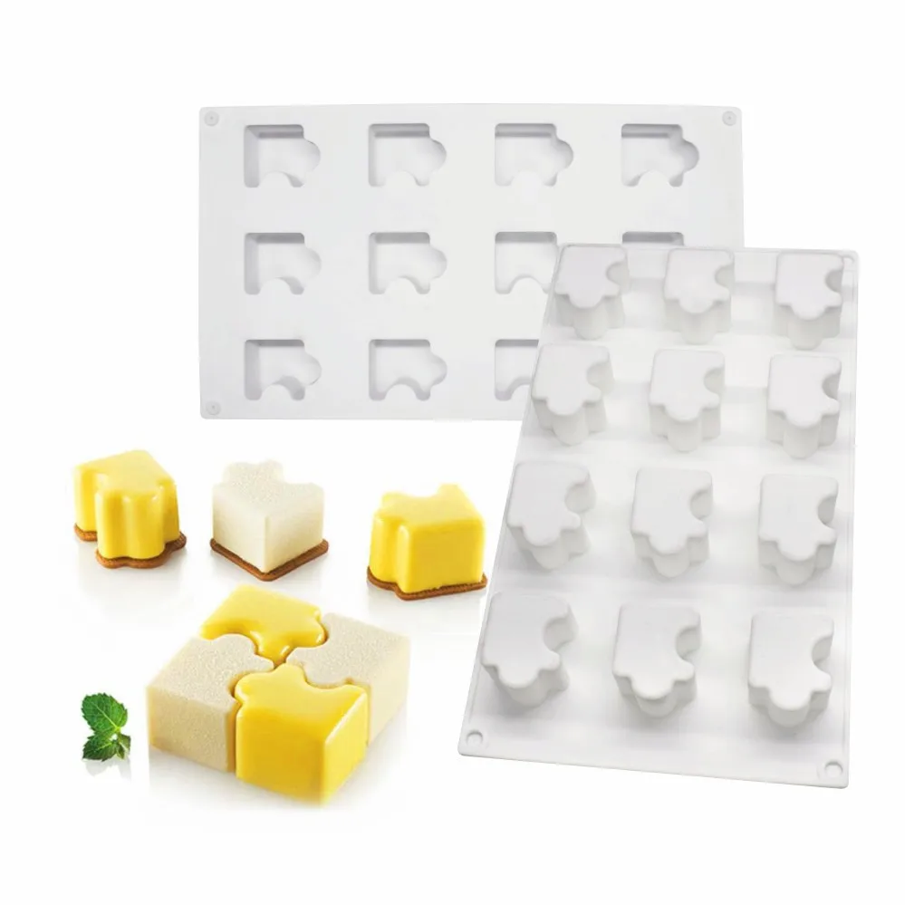 

12-piece French mousse jigsaw puzzle, chocolate ice silicone DIY baking cake mold