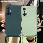 Жидкий силиконовый чехол для Xiaomi Redmi Note 11 10 9 Pro Mi 12 12X 11T 10T Lite Poco F3 X3 Pro мягкий чехол для конфет + ремешок на шею