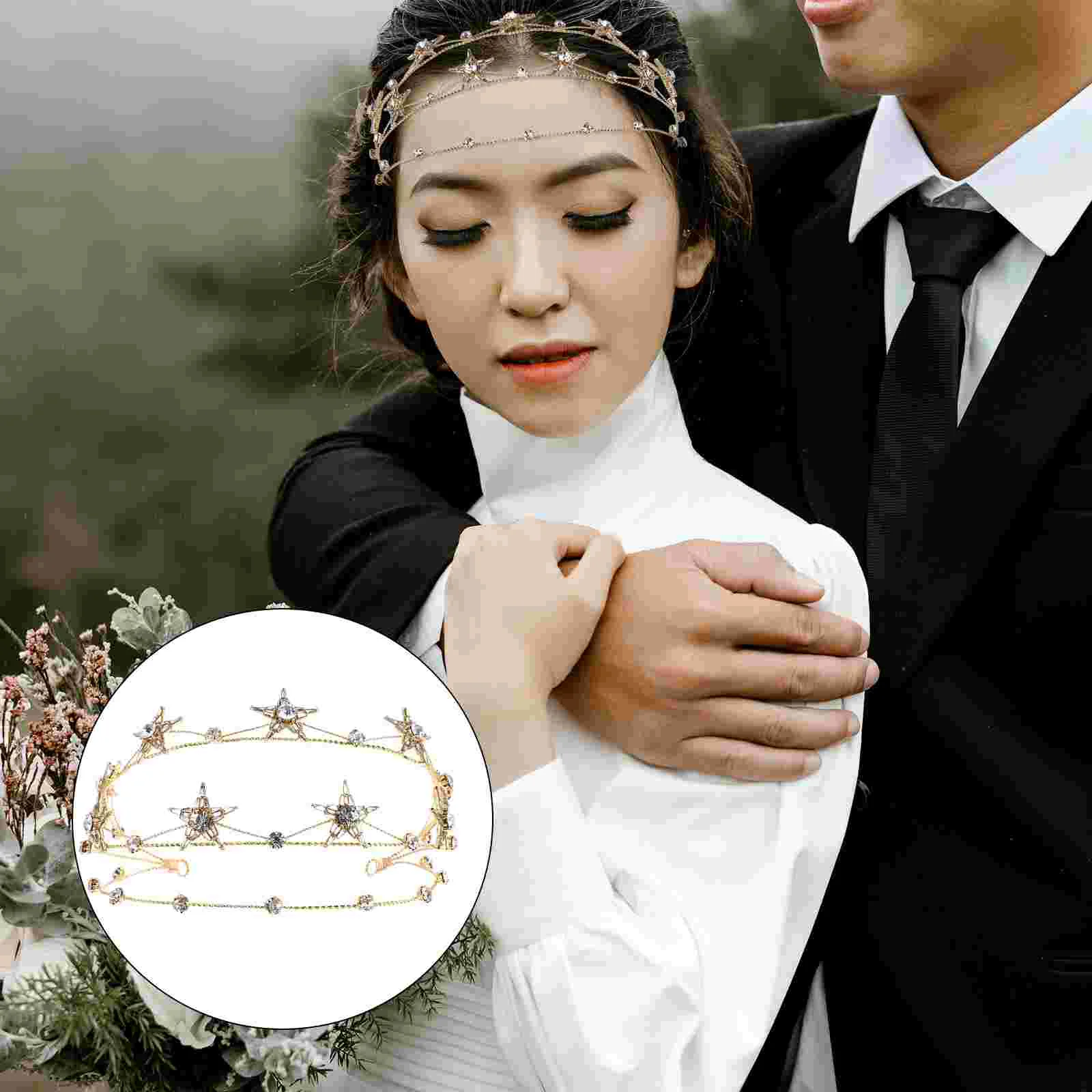 

Stars Bride Rhinestone Crown Women Headdress Hair Accessory Wedding Crown