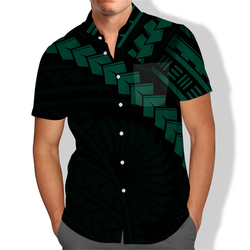 

Summer Men's Short Sleeve Shirt Fashion V-Neck Single Breasted Casual Clothes New Printed Turn-Down Collar Oversized Streetwear