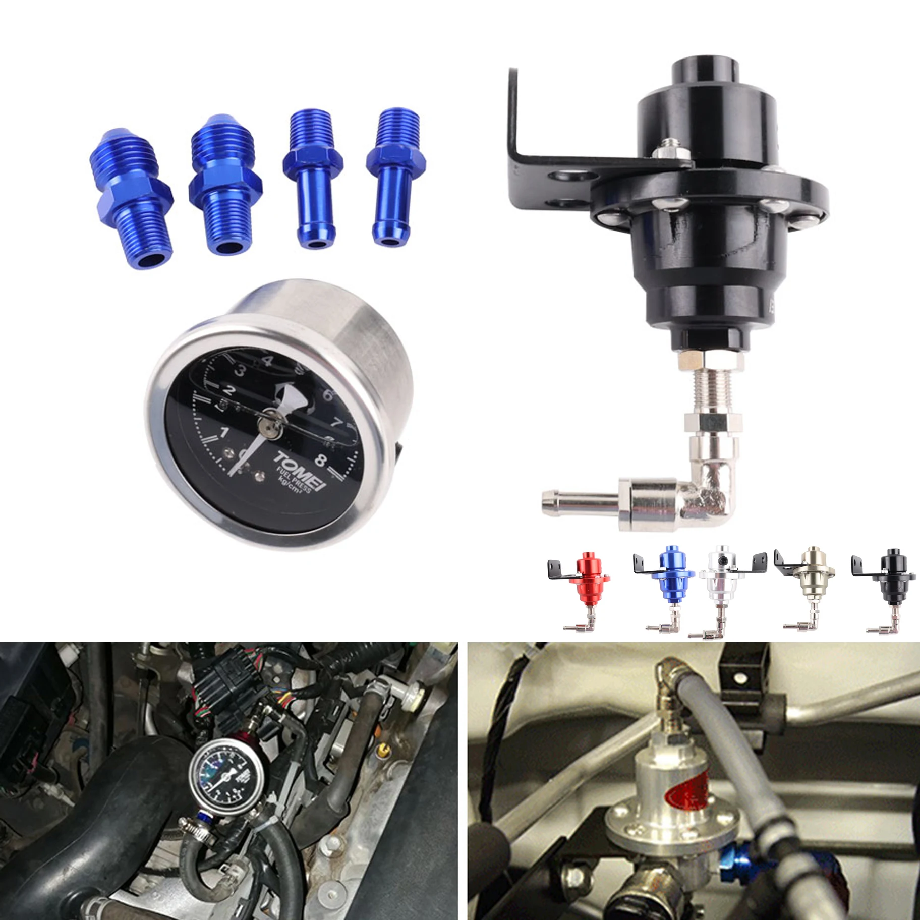 

Car Accessories TOMEI Style Adjustable Fuel Pressure Regulator Jdm Turbo With Original Gauge AN6 1/8 NPT Fitting