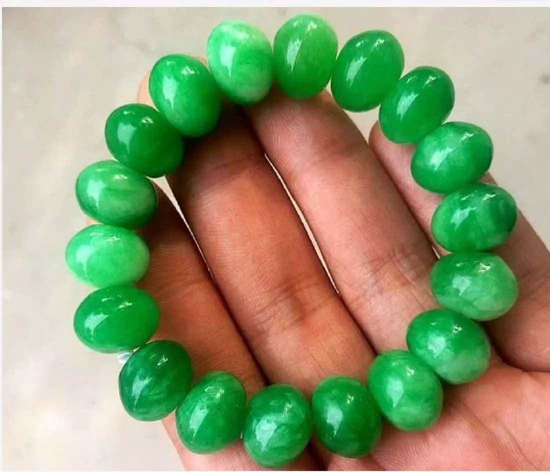 

Natural green jadeite beads bracelet handcarved jade bangle real jade bracelets natural jade stone for women men