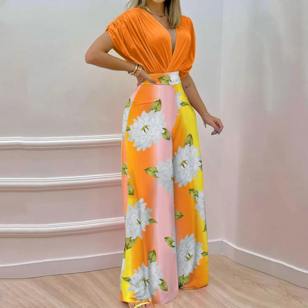 Брюки женские с принтом Модный комплект из двух предметов укороченный топ