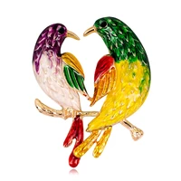tulx lovely couple birds brooches for women colorful enamel animal brooch collar pins jewelry banquet wedding accessories