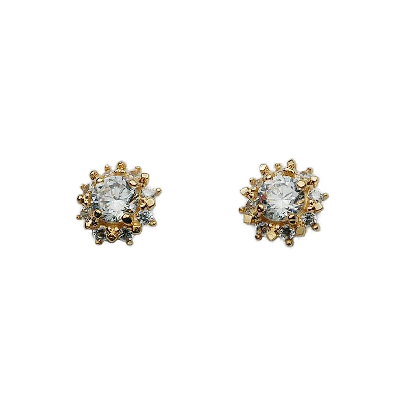 

925 Silver Plated 14k Gold Plating Simple Sun Earrings Women Retro Court Style Exquisite Sweet Jewelry Accessories