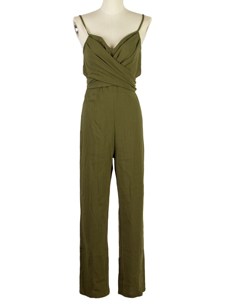 Women's Pants Spring Summer Woman Jumpsuit New Fashion Solid Color Backless Suspender Sexy Long Casual Loose Fitting Jumpsuit