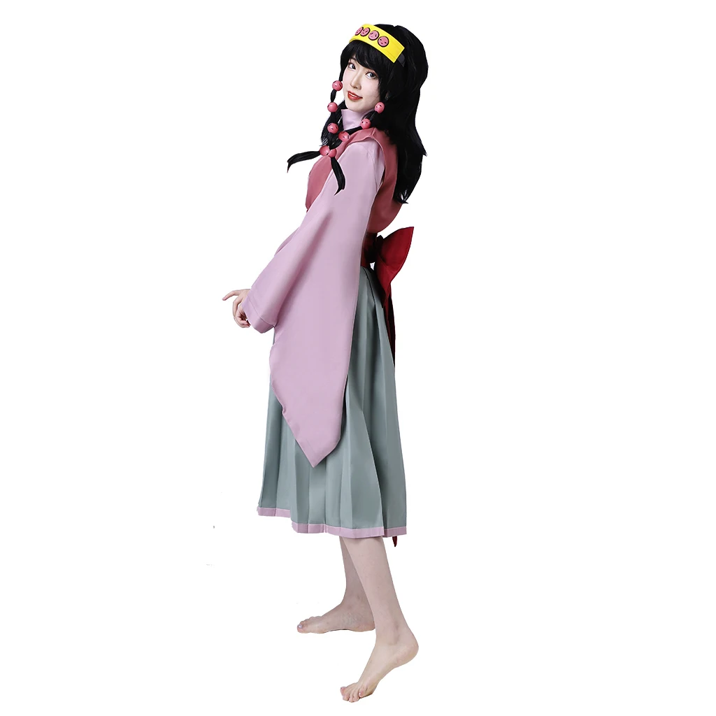 Костюм для косплея HXH Alluka Zoldyck Aruka японский кимоно наряды розовое зеленое платье