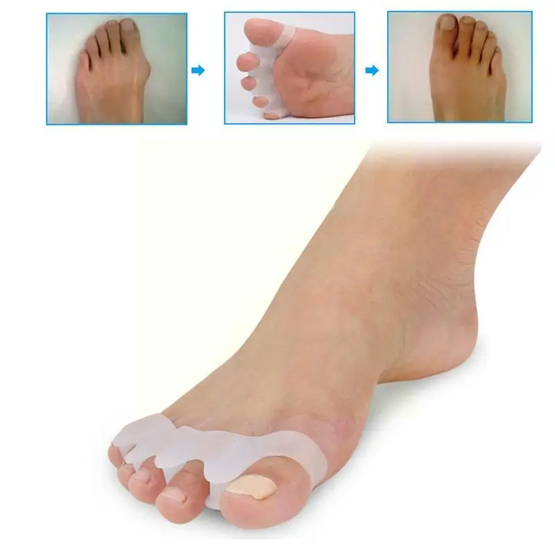 

Hard Silicone Toe Finger Separator 5 holes Hallux Valgus Foot 1pair Corrector Hammer Spacers Bunion Overlapping Orthopedic Q0J2