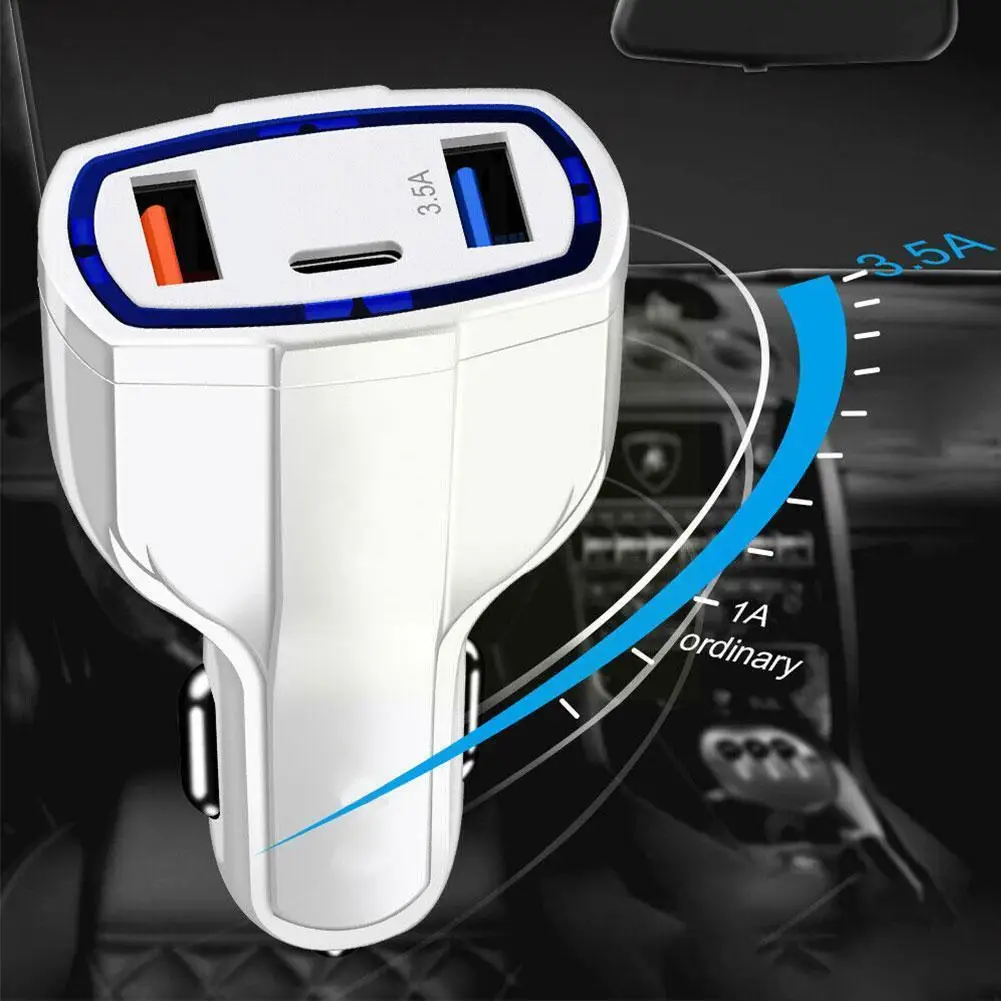 

48W Car Charger Quick Charge Cigarette Lighter Adapter QC3.0 Dual USB+PD Fast Charging Phone Charger For Phone Car Supplies J9J8
