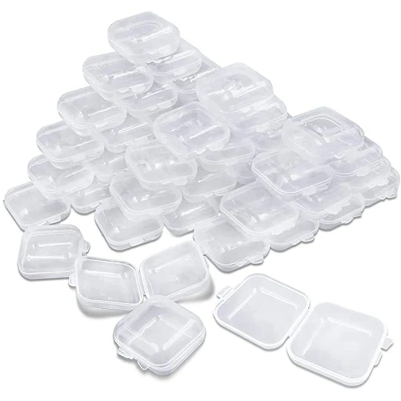 

100Packs Small Clear Plastic Storage Containers, Case With Lids For Small Items And Other Craft Projects