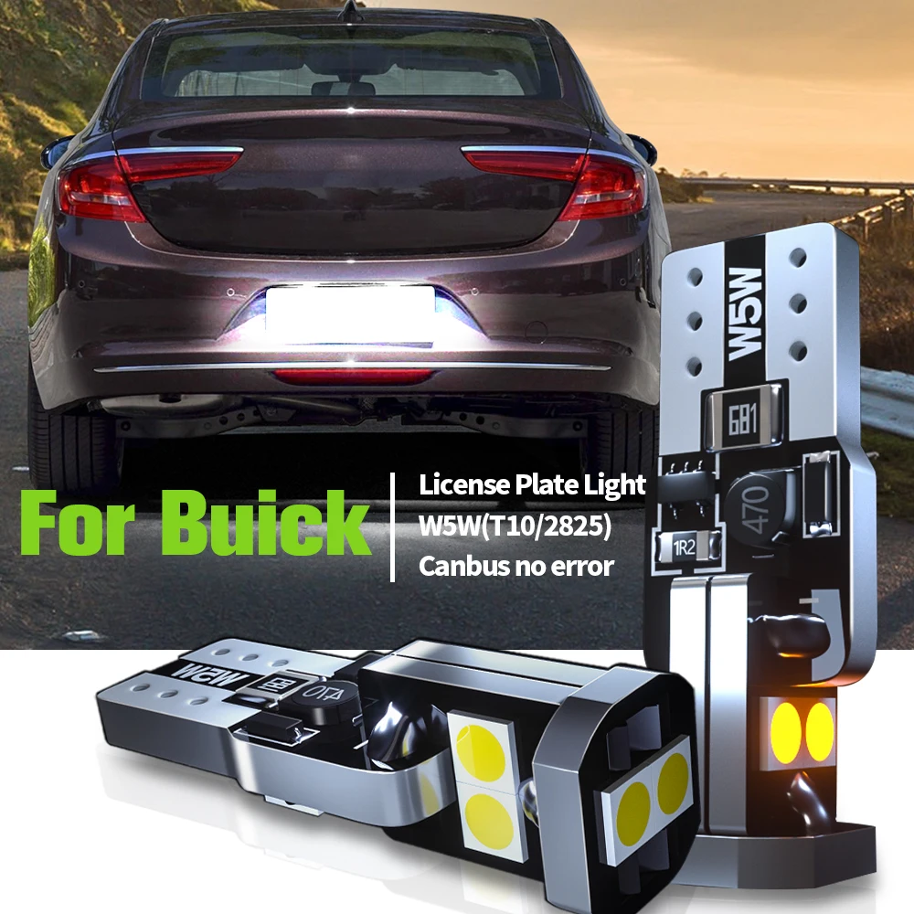 

2pcs LED License Plate Light Lamp W5W T10 Canbus For Buick Regal Allure LaCrosse Lucerne Enclave Verano Encore Cascada Envision