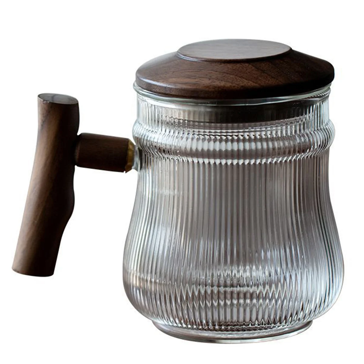 

1 Set Vertical Stripes Glass Tea Infuser Cup High-resistant Coffee