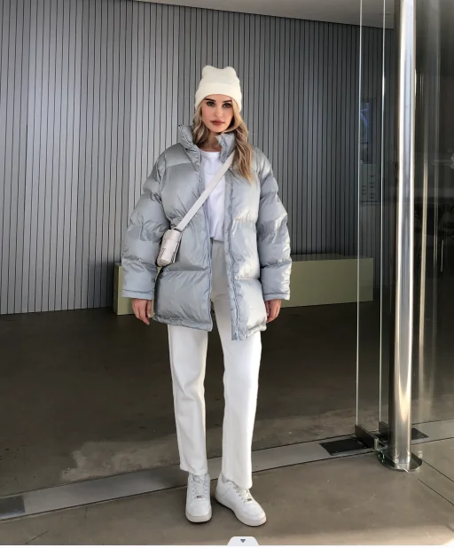 New design Women 2022 Winter Parka Stylish down Jacket Coat Green Grey White Outerwear