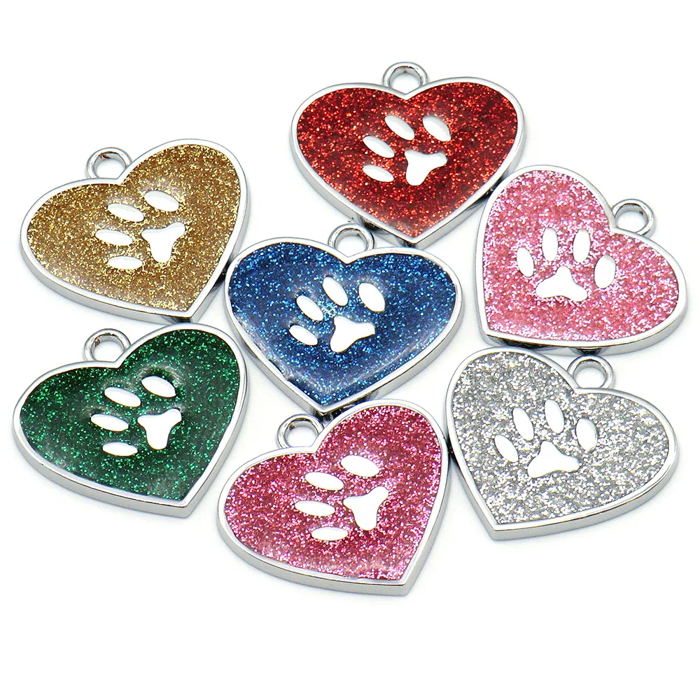 

Wholesale 20Pcs Pet Tag Collar Accessories Custom Name Phone Paw Nameplate Personalized Puppy Engraving Necklace DIY Walkoutside