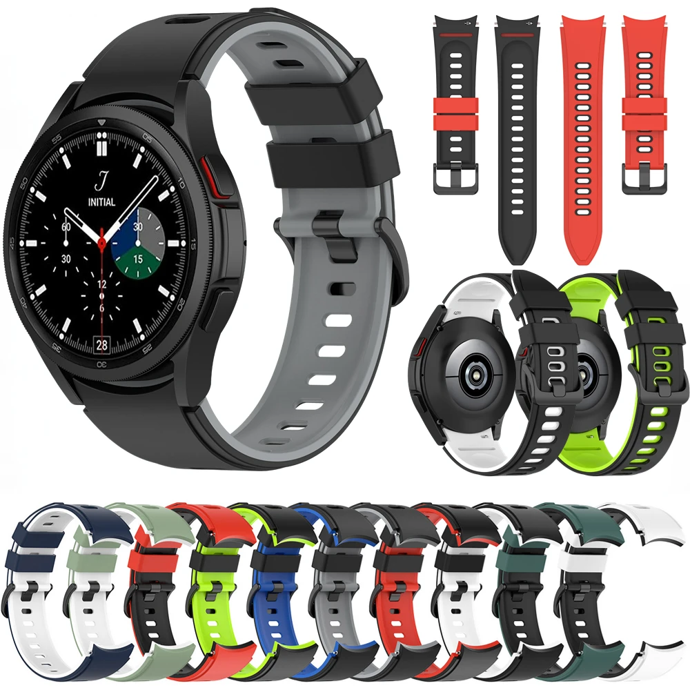 Фото Силиконовый ремешок для Samsung Galaxy Watch 4/5/6/7 44 мм 40 мм/Classic 46 мм 42 мм 47 мм 43 мм браслет для Samsung Watch 5pro 45 мм ремешок №2