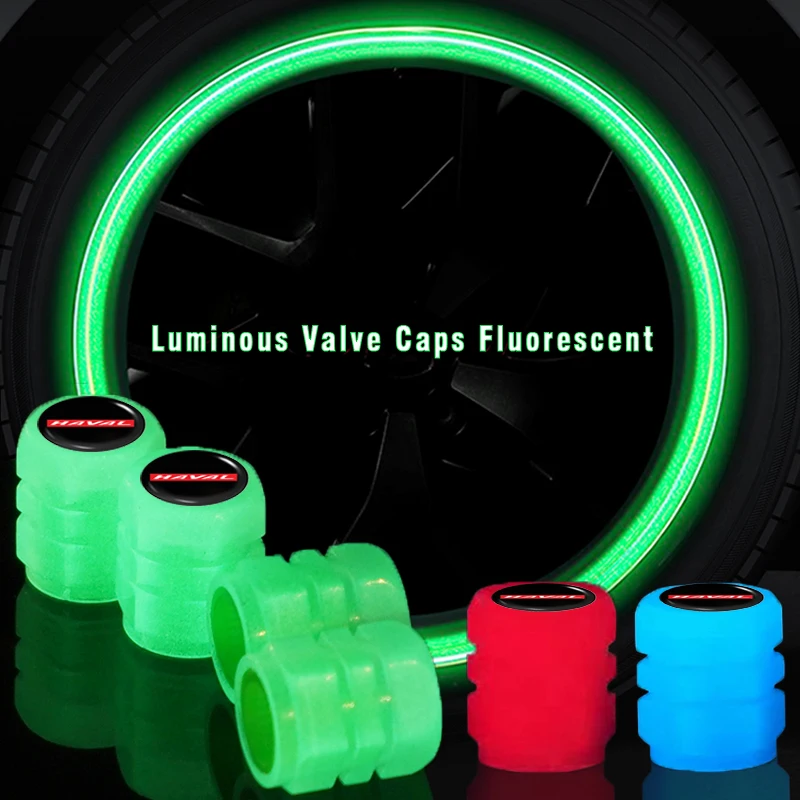 

4Pcs Car Tyre Hub Luminous Valve Stem Caps for Haval Jolion 2022 H2 H4 H6 2022 H7 H9 F5 F7 H2S H6 Gt Great Wall Accessories