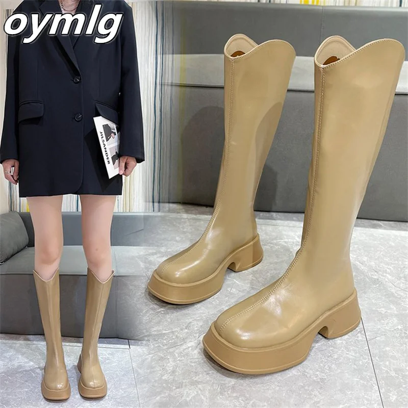 

But knee boots women's 2022 autumn and winter new thick-soled boots rear zipper high-top knight boots platform shoes