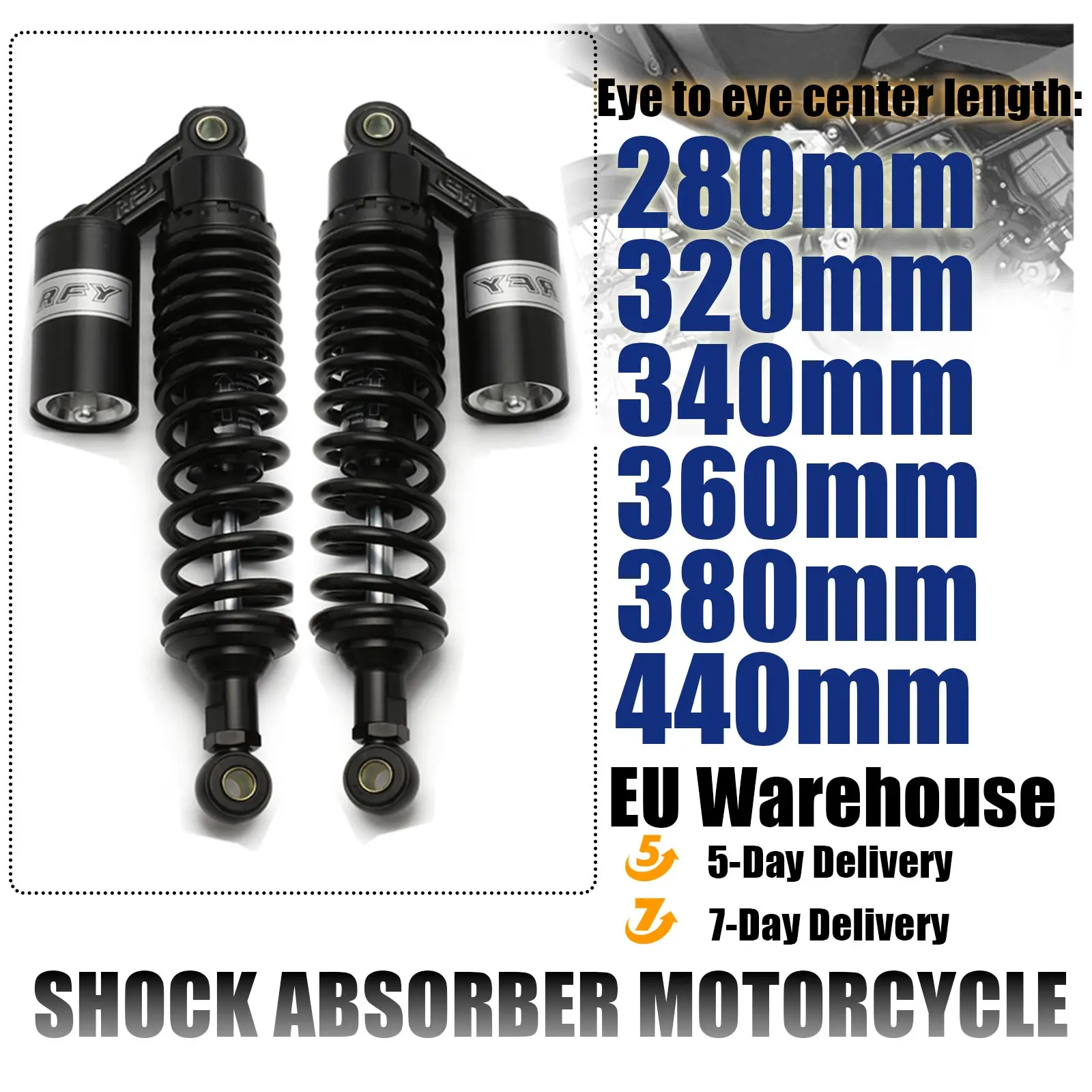 

Black 280mm 320mm 340mm 360mm 380mm 440mm Motorcycle Air Shock Absorber Rear Suspension ATV Quad Scooter Dirt Bike Motor D20