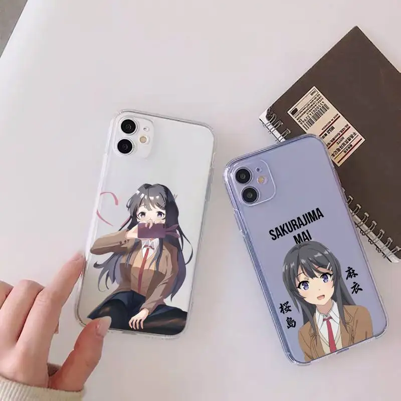 

Bunny Girl Senpai Sakurajima Mai Phone Case Transparent soft For iphone 12 11 13 7 8 6 s plus x xs xr pro max mini