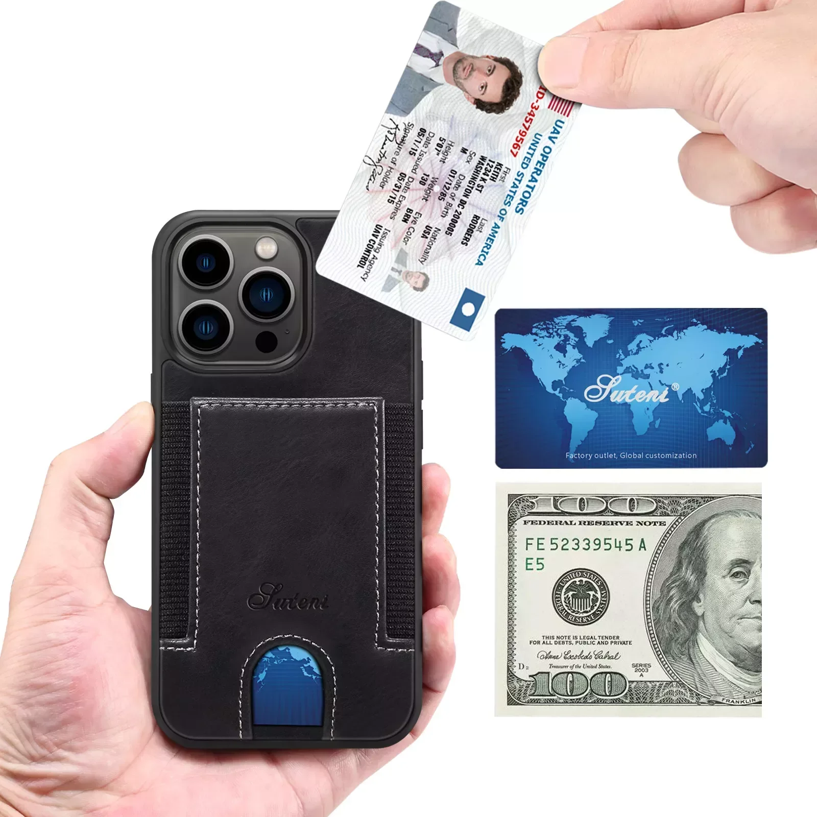

New in Elasticity Card Cover Leather Phone Case 11 12 13 Pro Max Camera Protection Classic Holder Phone Shell phone case pow