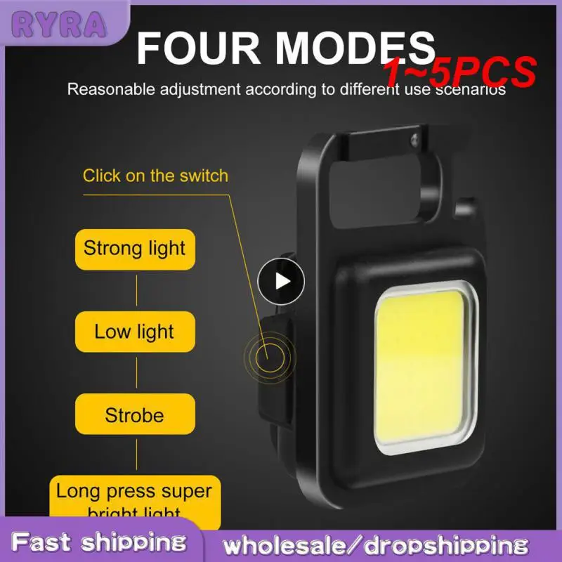 

1~5PCS Mini LED Flashlight Keychain Light Multifunctional Portable COB Camping Flashlights USB Charging Work Lights fishing