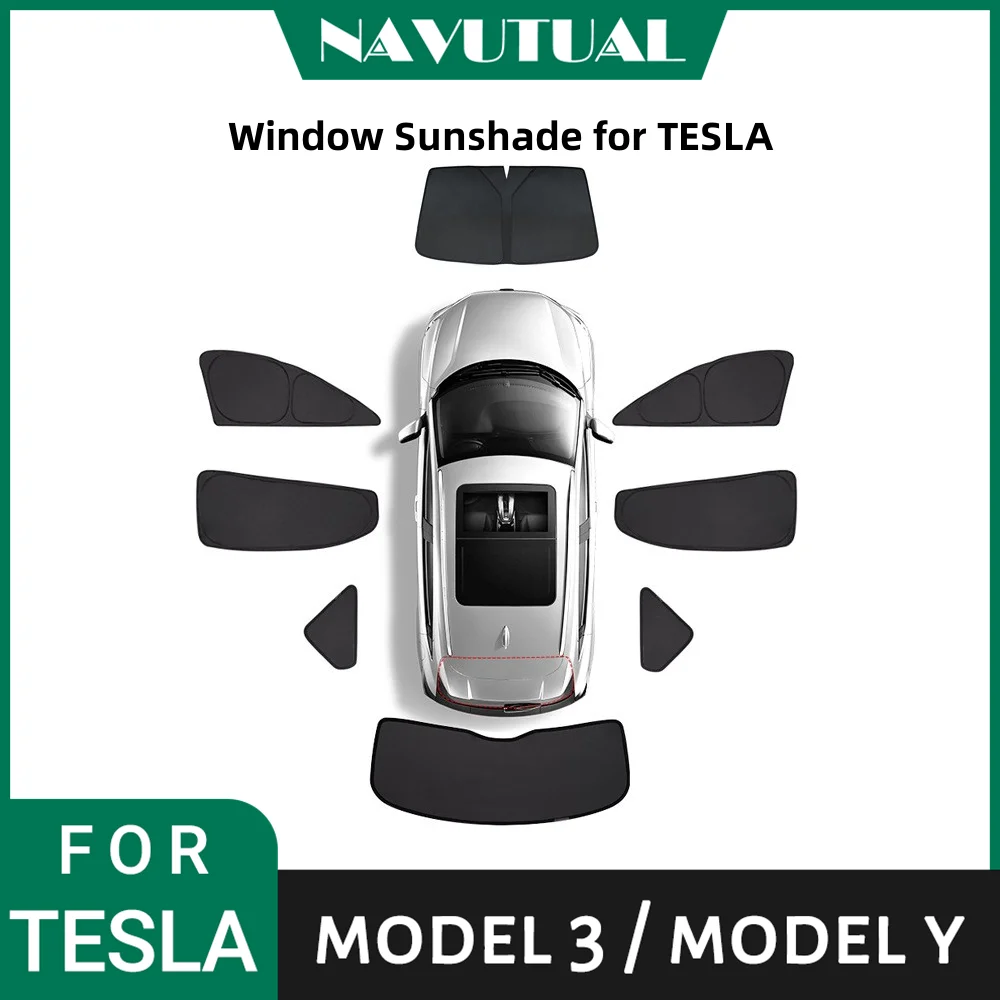 Privacy Sun Shade for Tesla Model 3 Model Y 2016- 2023 Custom-Fit Car Side Window Sunshade Blind Shading for Camping Hiking Rest