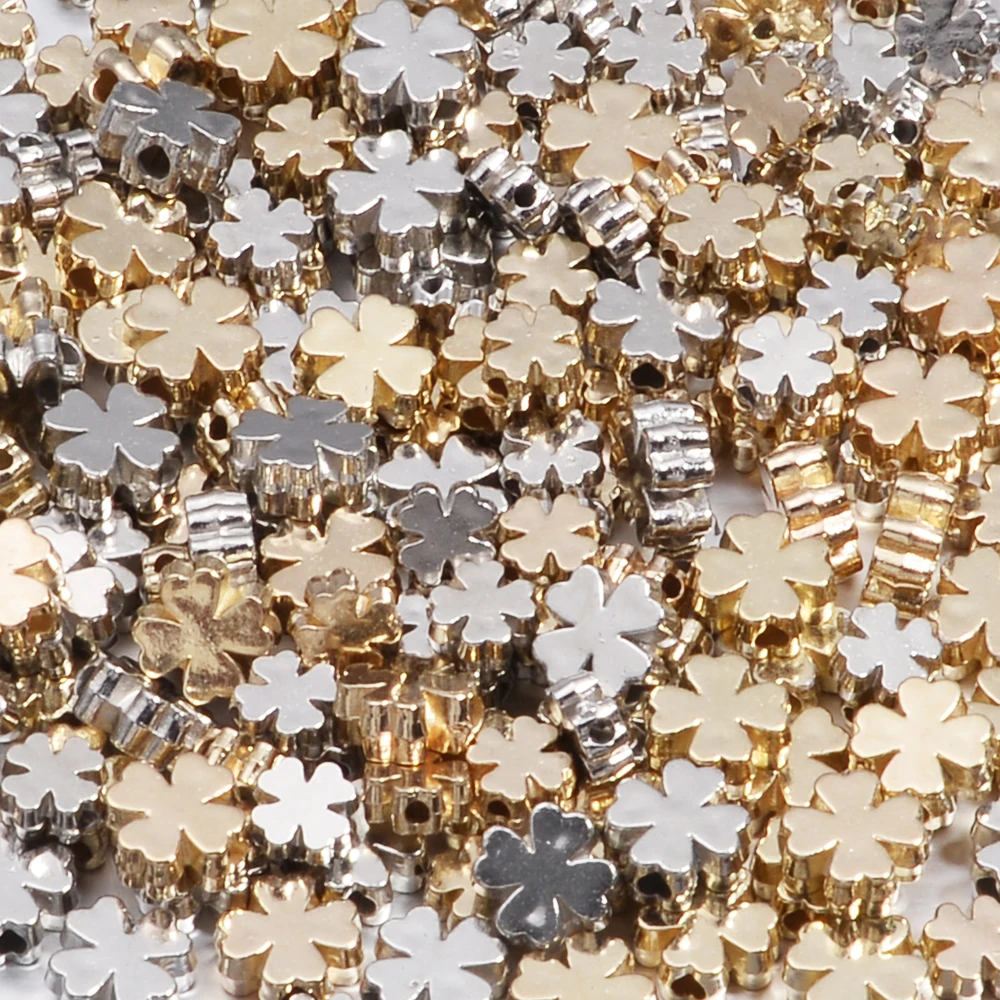 

100-200pcs/Lot 6mm 8mm Gold Color Four Leaf Clover CCB Beads For Jewelry Making Loose Spacer Bead Diy Handmade Bracelet