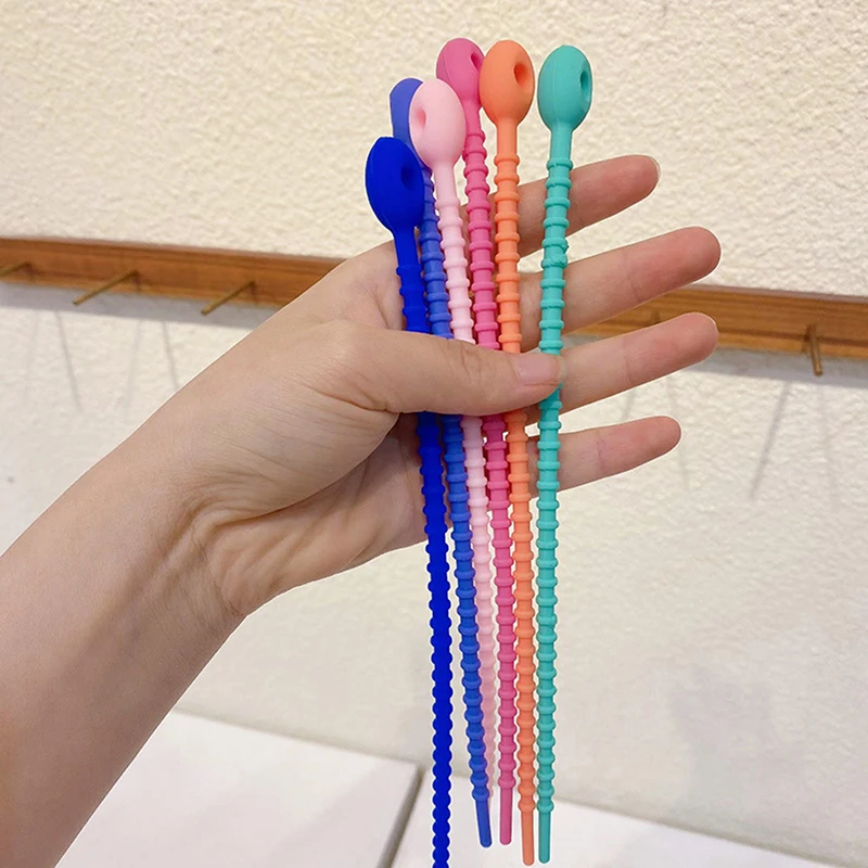 

1PC Silicone Chain Strap Reusable Cable Ties Silicone Zip Tie Bag Clip Home Office Cable Strap Wire Tie Organizer Sealing Rope