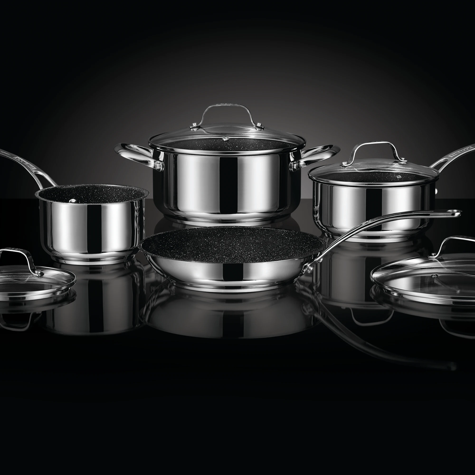 

Free Shipping ® 030203-001-0000 By Stainless Steel Non-stick 8-piece Cookware Set With Stainless Steel Handles