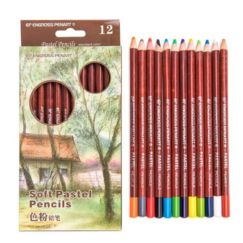 

12 Pcs/Set Creative Colored Pencils Professional Wood Soft Pastel Pencils For Students Stationery Drawing Pens School Art Supply