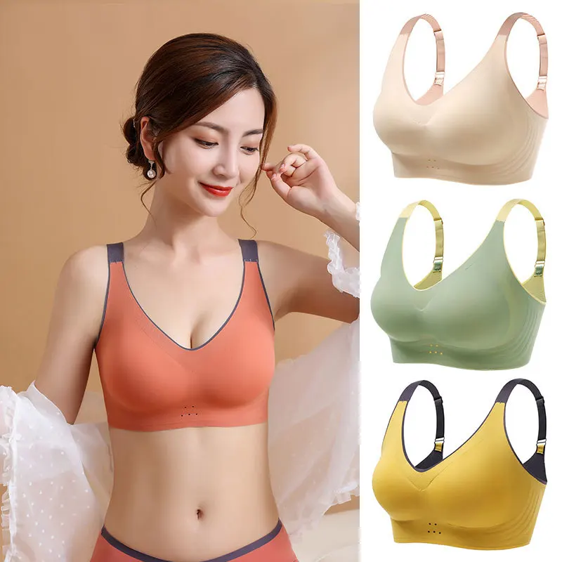 

Новинка 140, женское нижнее белье без следов и без оправы, соблазнительный привлекательный спортивный бюстгальтер оверсайз с красивой спино...