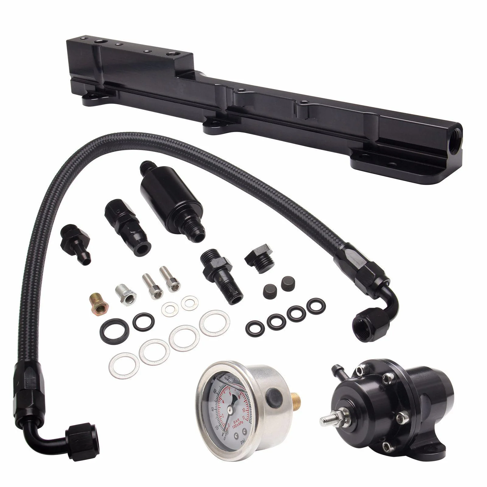 

Car Retrofit Aluminum Fuel Pressure Regulator Gauge Fuel Rail Kit For Acura/Honda Integra Civic B16 B18 B20 Si LS GSR B Series