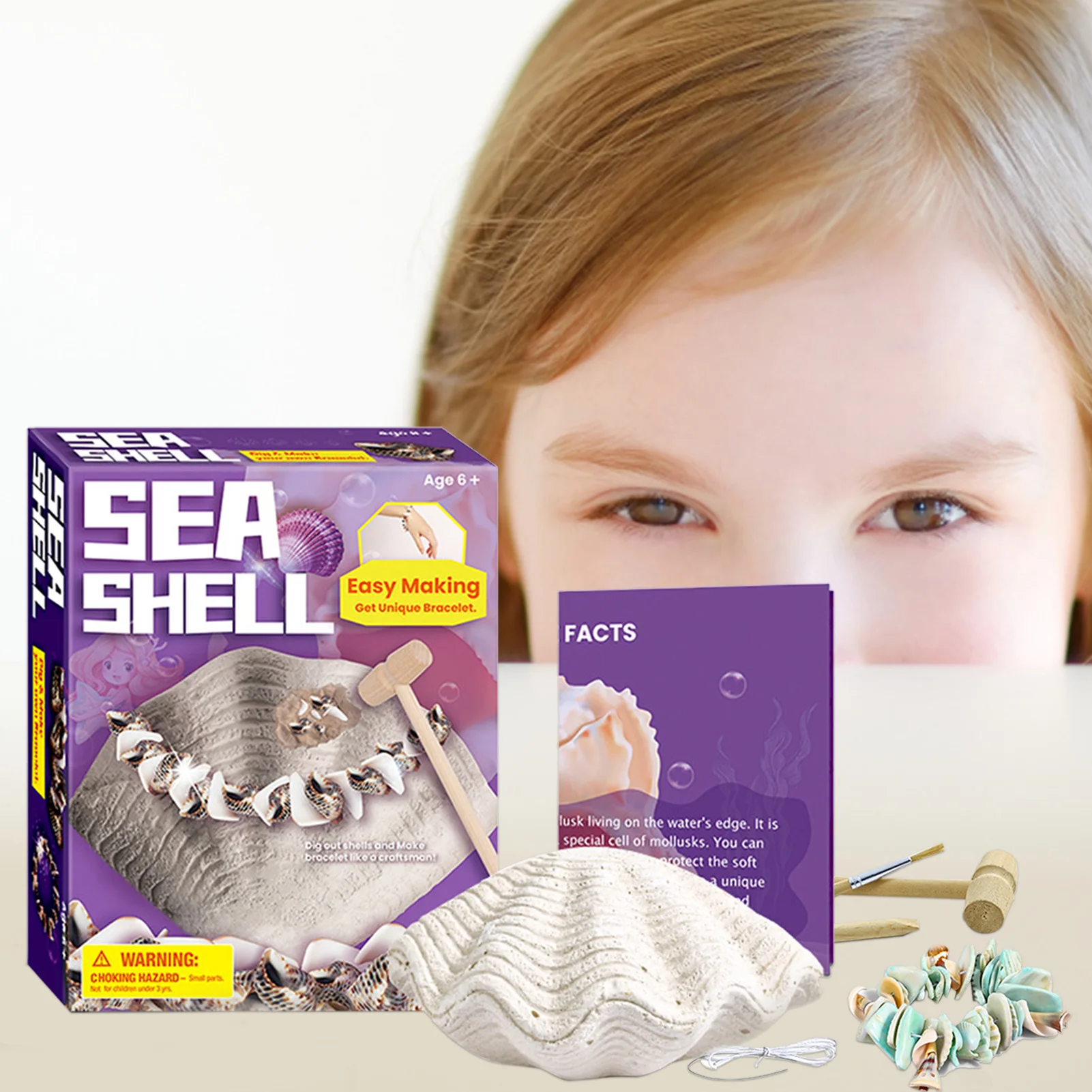

Creative Gifts Girls Toys Puzzle DIY Shell Bracelet Marine Archaeology Digging Toys Gemstone Treasure Excavation Kit