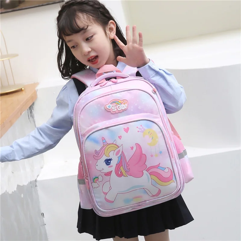 Primary Girls Princess Sweet Pink Unicorn Large Capacity Backpacks New Children Students Cartoon Schoolbags In Kindergarten Hot