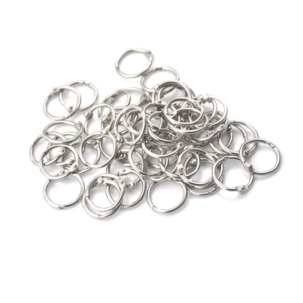 

50Pcs/lot Staple Book Binder 20mm Outer Diameter Loose Leaf Ring Keychain Circlip Ring