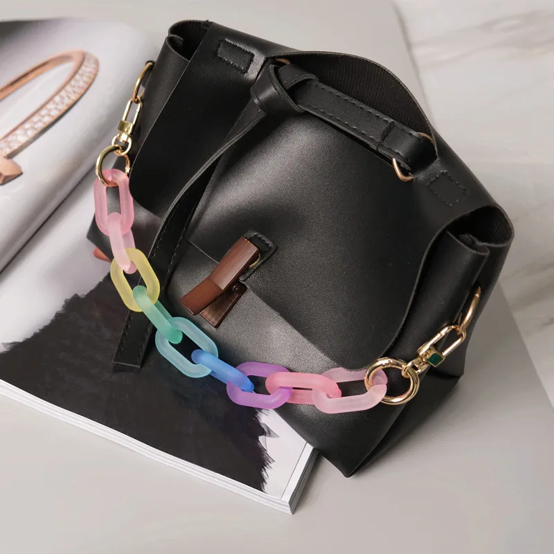 

Jelly Color Acrylic Bag Chain Vintage Frosted Chain Shoulder Strap For Bags Replacement Handbag Belt Handles Bag Accessories