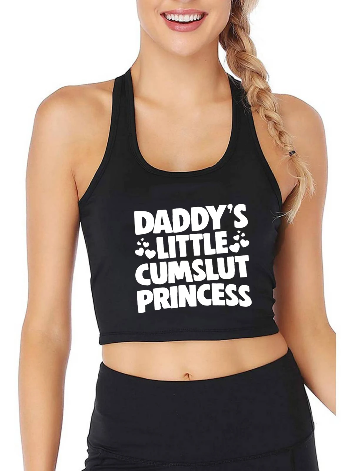 Daddy's Little Princess Design Breathable Slim Fit Tank Top Adult Humor Fun Flirty Print Crop Tops Summer Camisole Gym Vest