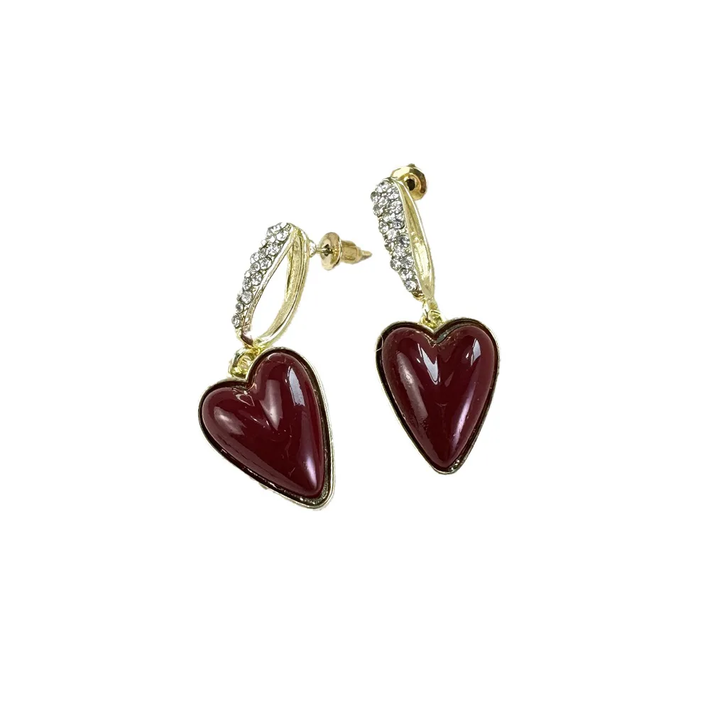 Новые красные серьги с французским цирконием для женщин элегантные Подвесные в