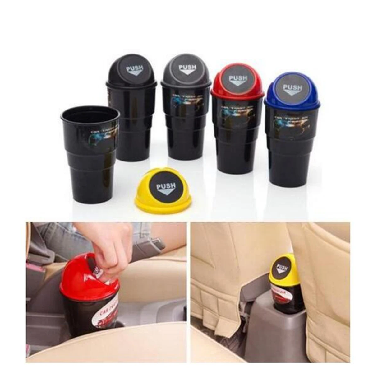 

Vehicle Automotive Cup Holder Garbage Can Small Mini Trash Bin Car Trash Garbage Can for Car Office Home Car Styling