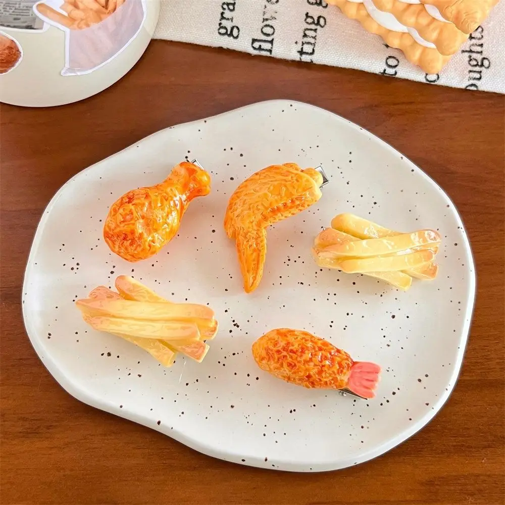 

Funny Hair Clips For Girls Women Hair Accessories Creative Simulated Food Duckbill Clip Fried Chicken French Fries Bangs Clip