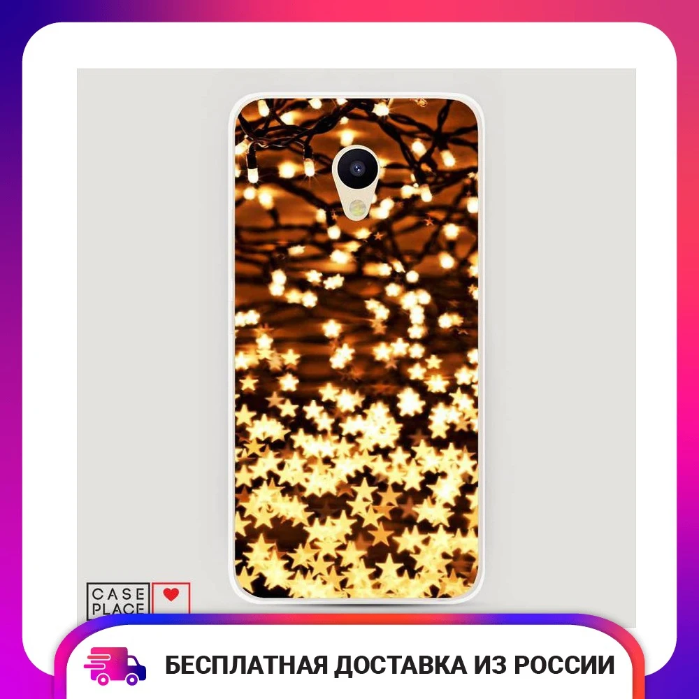 Чехол Силиконовый для Meizu M5 Новогодняя гирлянда защитный тонкий мягкий