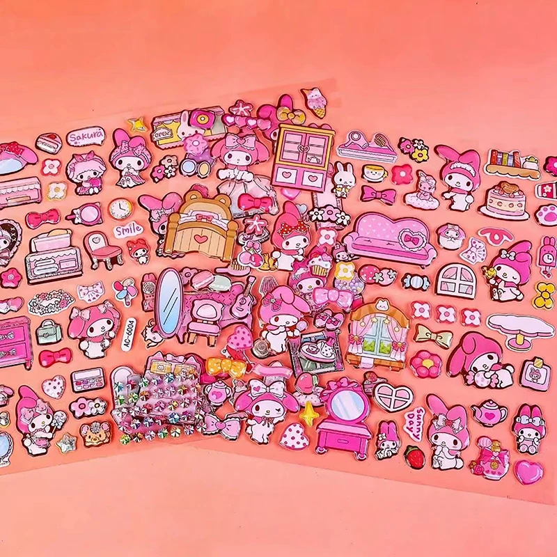 1 компл. Sanrio мультфильм милая капибара двойной шар 3D пузырьковые наклейки Kawaii Melody