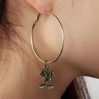 retro large hoop earrings rose drop earrings antique silverbronze two colors hoops earrings personalized jewelry ear rings