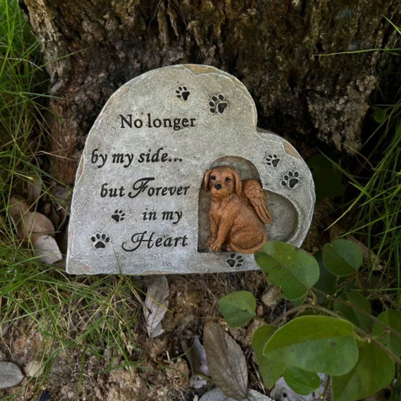 

Pet Tombstone For Dog Resin Dog Memorial Marker Heart-shaped Pet Marker For Cemetery Backyard Memorial Bereavement