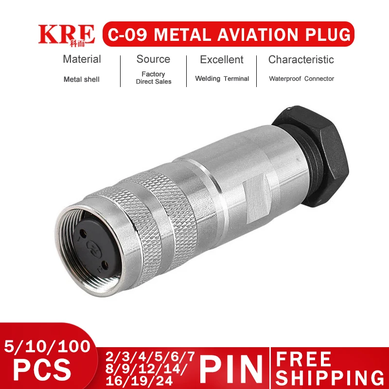 

KRE 5/10/100 Sets M16 C09 J09 2/3/4/5/6/7/8/12/16/19/24 Core Waterproof Aviation Plug Precision Connector