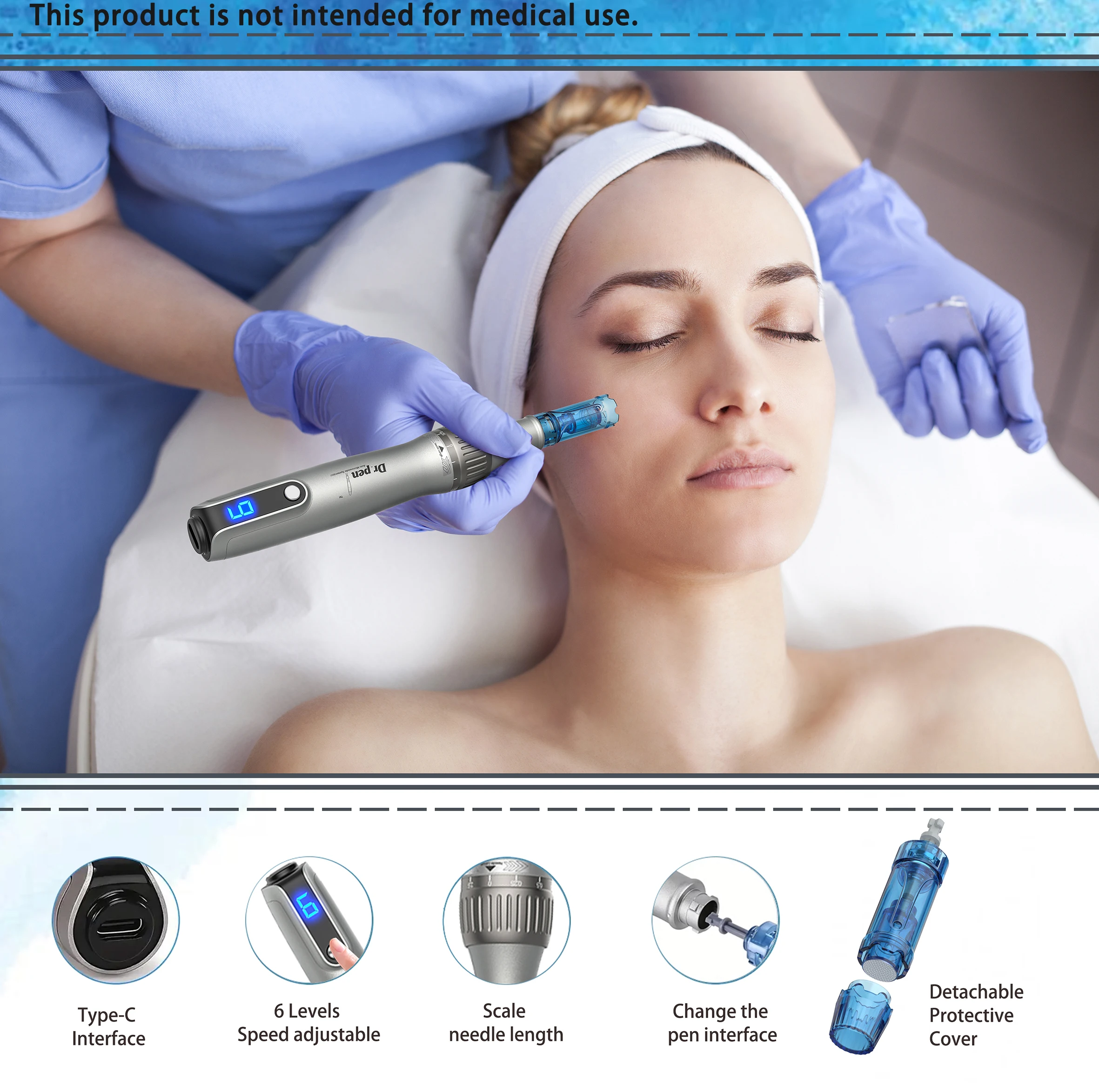 Фото Dr Pen M8S Новая серия. Новый аппарат Dr. Pen M8S с насадками R Nano 12 шт. + 18-контактными насадками 10 шт. / Длина 0,25 мм №4